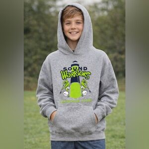 C2 Sport Youth M Gray Fleece Hoodie Sound Warriors Lacrosse Club